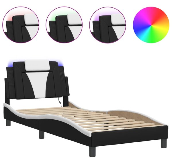 Okvir kreveta Viana s LED-om bez madraca crno-bijeli 80x200cm - Crna / 80 x 200 cm