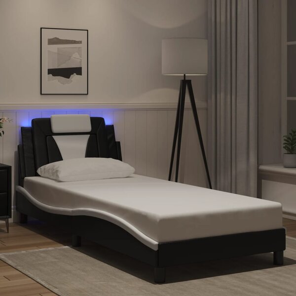 Okvir kreveta Viana s LED-om bez madraca crno-bijeli 80x200cm - Crna / 80 x 200 cm