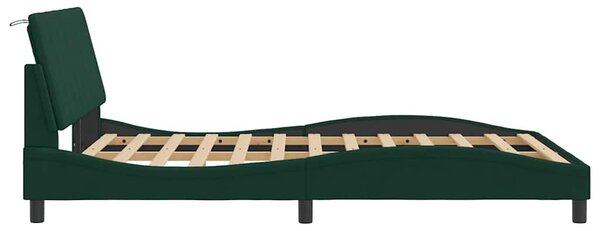 Okvir kreveta s LED-om bez madraca Hanko tamnozeleni 140x190 cm baršunasti - Zelena / 140 x 190 cm
