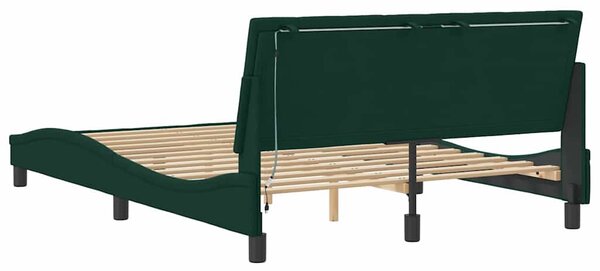 Okvir kreveta s LED-om bez madraca Hanko tamnozeleni 140x190 cm baršunasti - Zelena / 140 x 190 cm