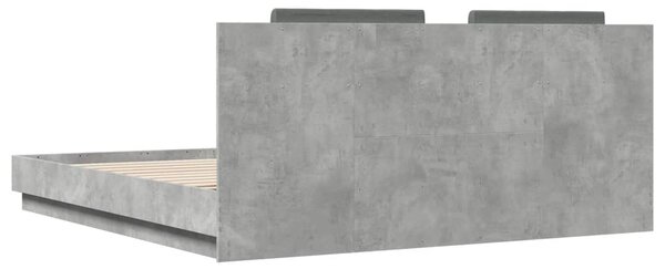 Okvir kreveta s uzglavljem LED siva boja betona 200 x 200 cm - Siva / 200 x 200 cm