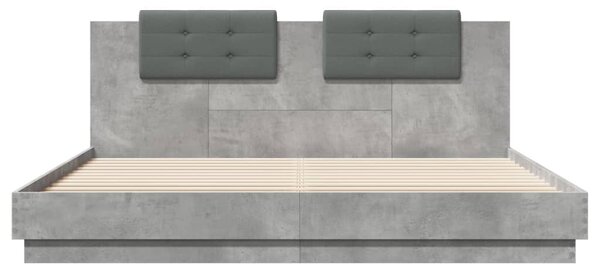 Okvir kreveta s uzglavljem LED siva boja betona 200 x 200 cm - Siva / 200 x 200 cm
