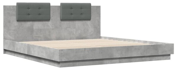 Okvir kreveta s uzglavljem LED siva boja betona 200 x 200 cm - Siva / 200 x 200 cm