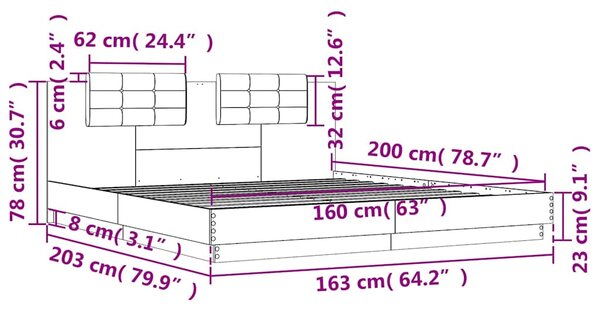 Okvir kreveta s uzglavljem bijeli 160x200 cm konstruirano drvo - Bijela / 160 x 200 cm