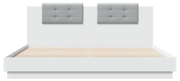 Okvir kreveta s uzglavljem bijeli 160x200 cm konstruirano drvo - Bijela / 160 x 200 cm