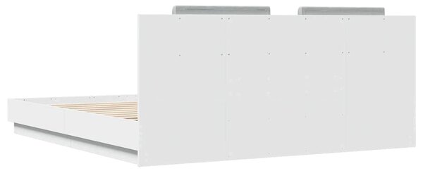 Okvir kreveta s uzglavljem bijeli 160x200 cm konstruirano drvo - Bijela / 160 x 200 cm