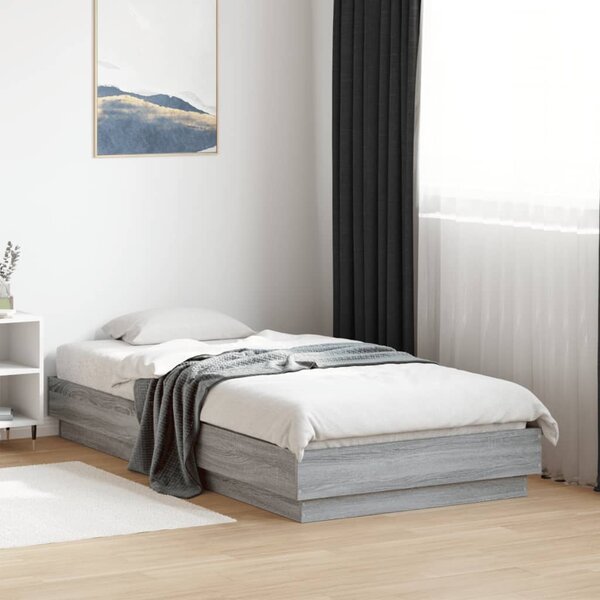 Okvir kreveta s LED svjetlima siva boja hrasta 75 x 190 cm - Siva / 75 x 190 cm