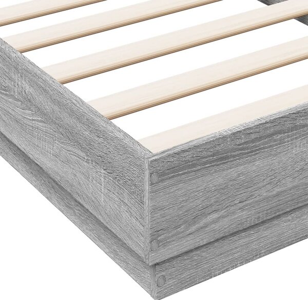 Okvir kreveta s LED svjetlima siva boja hrasta 75 x 190 cm - Siva / 75 x 190 cm