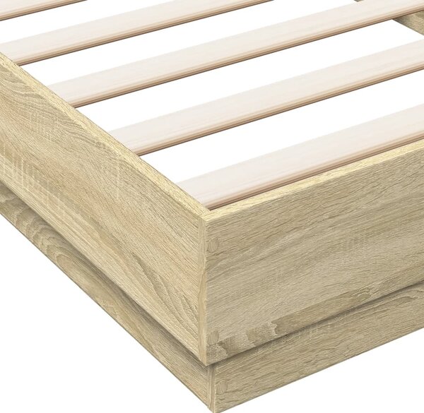 Okvir kreveta s LED svjetlima boja hrasta sonome 90 x 200 cm - Smeđa / 90 x 200 cm