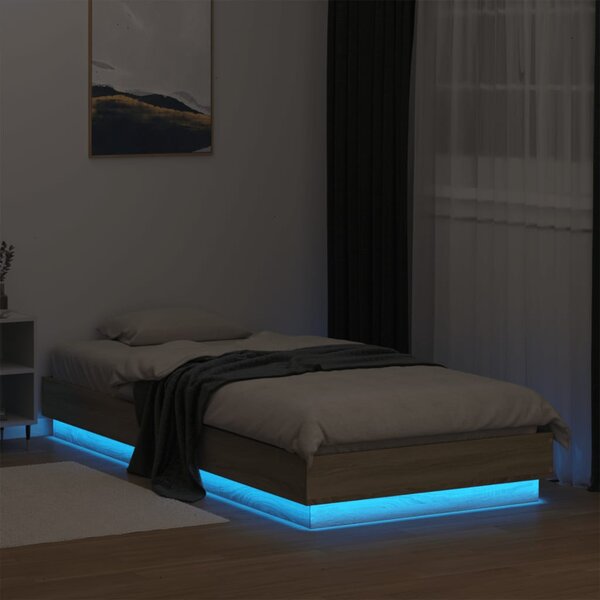 Okvir kreveta s LED svjetlima boja hrasta sonome 90 x 200 cm - Smeđa / 90 x 200 cm