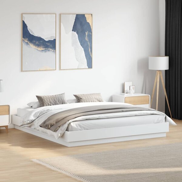 Okvir kreveta s LED svjetlima bijeli 200 x 200 cm - Bijela / 200 x 200 cm