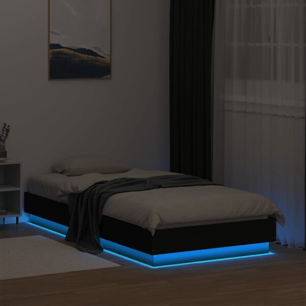 Okvir kreveta s LED svjetlima crni 75 x 190 cm - Crna / 75 x 190 cm