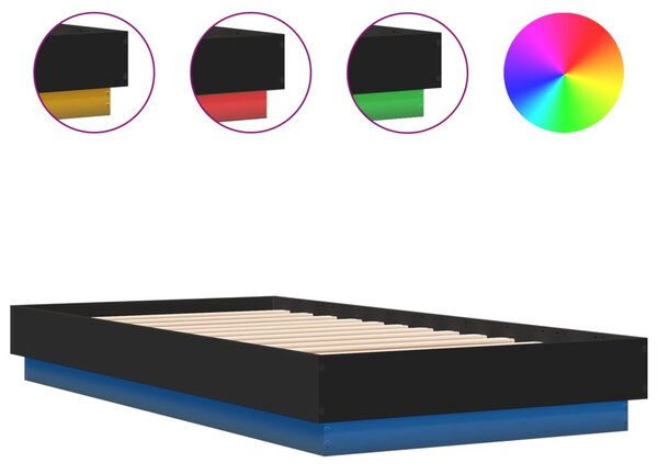 Okvir kreveta s LED svjetlima crni 75 x 190 cm - Crna / 75 x 190 cm