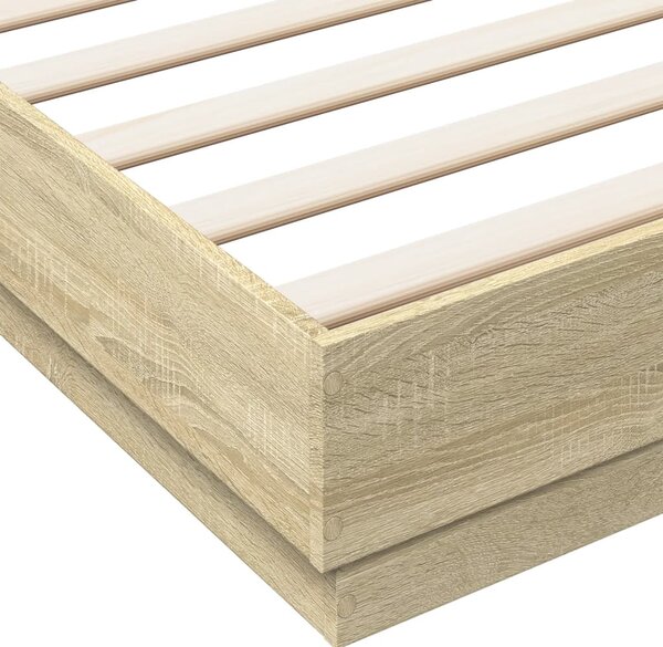 Okvir kreveta s LED svjetlima boja hrasta sonome 200 x 200 cm - Smeđa / 200 x 200 cm