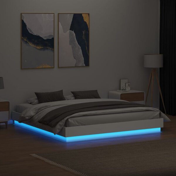 Okvir kreveta s LED svjetlima bijeli 200 x 200 cm - Bijela / 200 x 200 cm