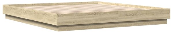 Okvir kreveta s LED svjetlima boja hrasta sonome 200 x 200 cm - Smeđa / 200 x 200 cm
