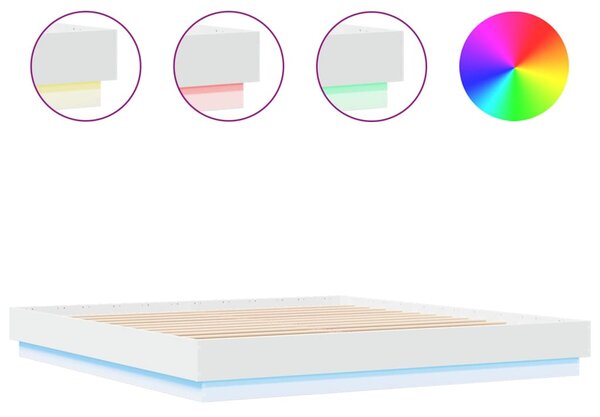 Okvir kreveta s LED svjetlima bijeli 200 x 200 cm - Bijela / 200 x 200 cm
