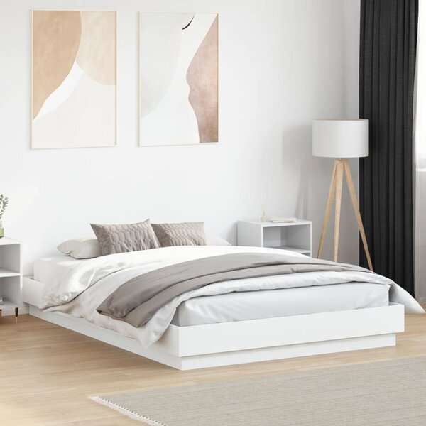Okvir kreveta s LED svjetlima bijeli 150 x 200 cm - Bijela / 150 x 200 cm