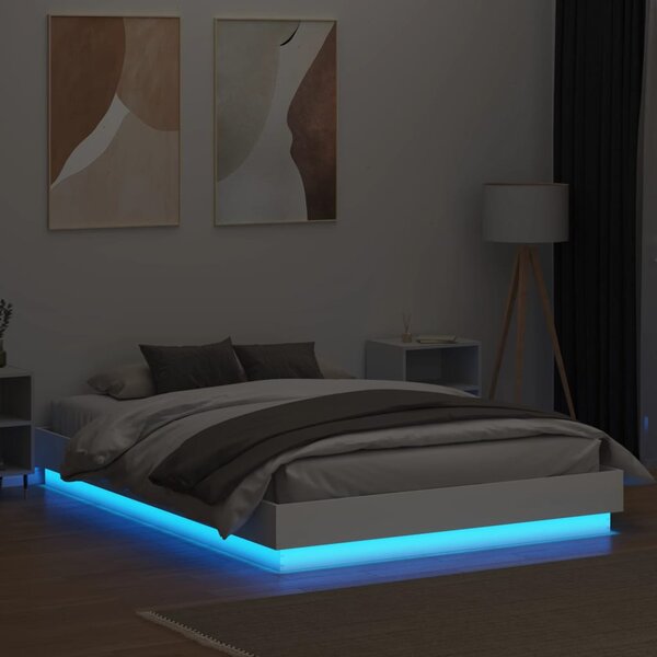 Okvir kreveta s LED svjetlima bijeli 150 x 200 cm - Bijela / 150 x 200 cm