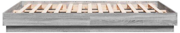 Okvir kreveta s LED svjetlima siva boja hrasta 150 x 200 cm - Siva / 150 x 200 cm