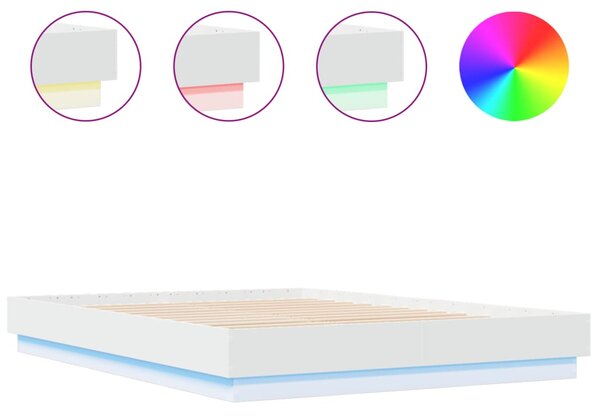 Okvir kreveta s LED svjetlima bijeli 150 x 200 cm - Bijela / 150 x 200 cm