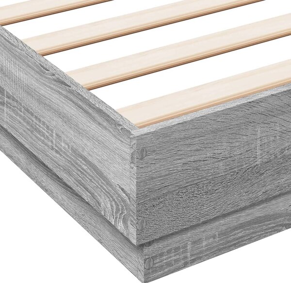 Okvir kreveta s LED svjetlima siva boja hrasta 150 x 200 cm - Siva / 150 x 200 cm