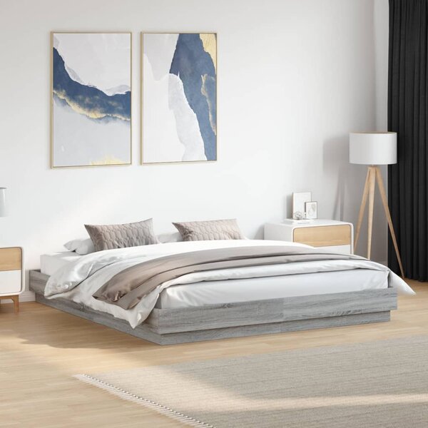 Okvir kreveta boja hrasta 180 x 200 cm od konstruiranog drva - Siva / 180 x 200 cm
