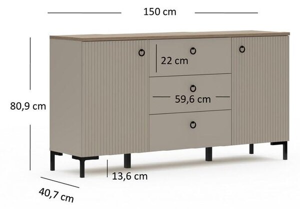 Komoda Demandaron 4 (taupe + hrast silverjack)