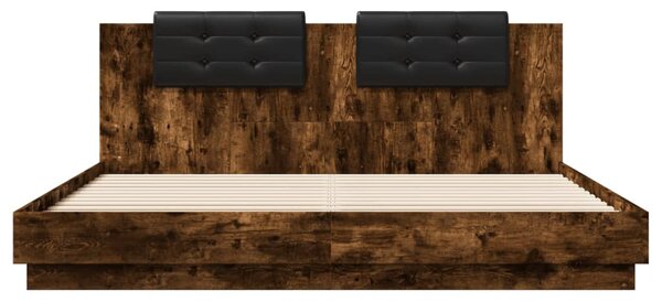 Okvir kreveta s uzglavljem LED boja dimljenog hrasta 180x200 cm - Smeđa / 180 x 200 cm