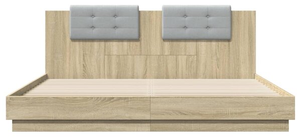 Okvir kreveta s uzglavljem LED boja hrasta sonome 180 x 200 cm - Smeđa / 180 x 200 cm