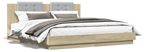Okvir kreveta s uzglavljem LED boja hrasta sonome 180 x 200 cm - Smeđa / 180 x 200 cm