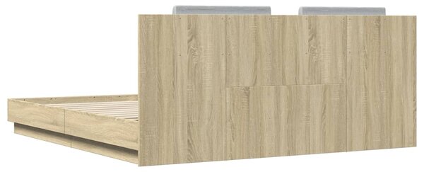 Okvir kreveta s uzglavljem LED boja hrasta sonome 180 x 200 cm - Smeđa / 180 x 200 cm