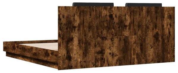 Okvir kreveta s uzglavljem LED boja dimljenog hrasta 180x200 cm - Smeđa / 180 x 200 cm