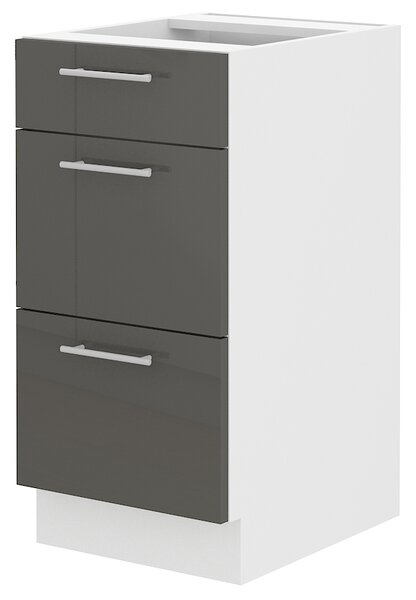 Donji kuhinjski ormarić- Lavera 40 D 3S BB QUADRO (bijela + sivi sjaj)