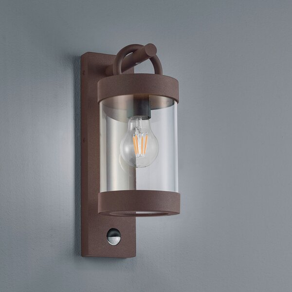 Trio Lighting Zambesi vanjska zidna lampa, senzor pokreta, hrđa, Smeđa / hrđa, Aluminij, fenjer