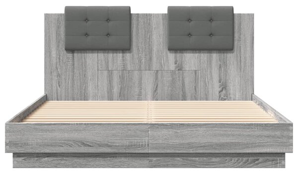 Okvir kreveta s uzglavljem LED boja hrasta sonome 140 x 200 cm - Siva / 140 x 200 cm