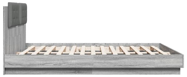 Okvir kreveta s uzglavljem LED boja hrasta sonome 160 x 200 cm - Siva / 160 x 200 cm