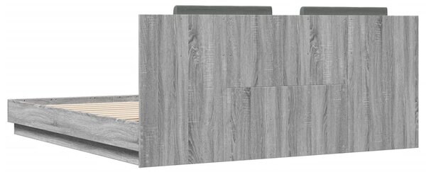 Okvir kreveta s uzglavljem LED boja hrasta sonome 160 x 200 cm - Siva / 160 x 200 cm