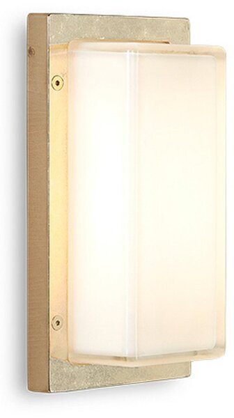 Moretti Luce Ice Cubic 3410 vanjska zidna svjetiljka, prirodni mesing, prigušiva, Zlato / mjed, Metal