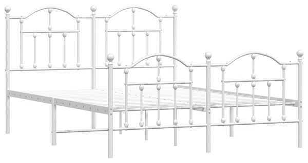 Metalni okvir kreveta uzglavlje i podnožje bijeli 140 x 190 cm - Bijela / 140 x 190 cm