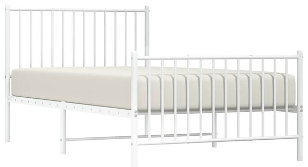 Metalni okvir kreveta uzglavlje i podnožje bijeli 100x190 cm - Bijela / 100 x 190 cm