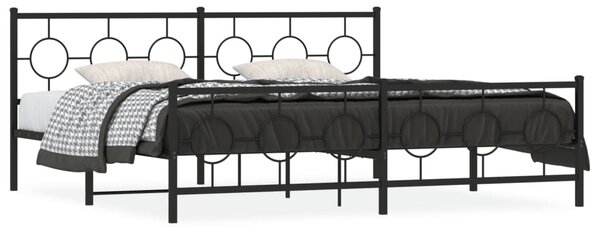 Metalni okvir kreveta uzglavlje i podnožje crni 200x200 cm - Crna / 200 x 200 cm