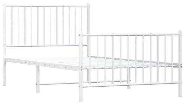 Metalni okvir kreveta uzglavlje i podnožje bijeli 100x190 cm - Bijela / 100 x 190 cm