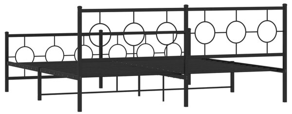 Metalni okvir kreveta uzglavlje i podnožje crni 200x200 cm - Crna / 200 x 200 cm