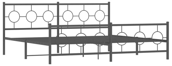 Metalni okvir kreveta uzglavlje i podnožje crni 200x200 cm - Crna / 200 x 200 cm