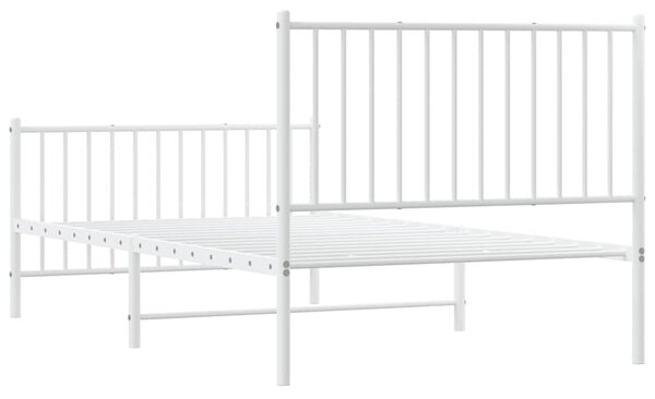 Metalni okvir kreveta uzglavlje i podnožje bijeli 100x190 cm - Bijela / 100 x 190 cm