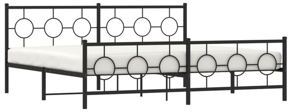Metalni okvir kreveta uzglavlje i podnožje crni 200x200 cm - Crna / 200 x 200 cm