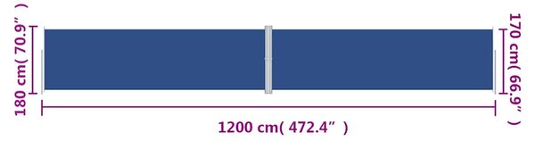 Uvlačiva bočna tenda plava 180 x 1200 cm - Plava / 180 x 1200 cm