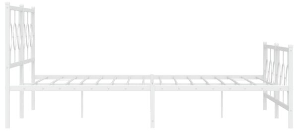 Metalni okvir kreveta uzglavlje i podnožje bijeli 200x200 cm - Bijela / 200 x 200 cm