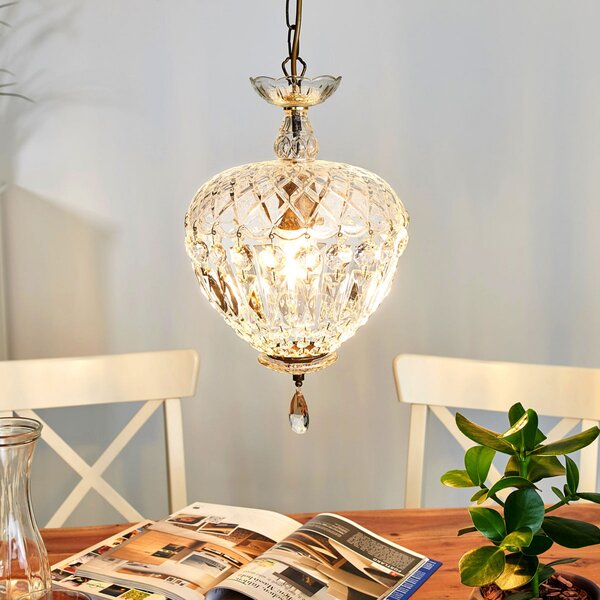 ORION Viseća lampa Arila, kristalno staklo, Ø 25 cm, prigušiva, Providna, Dnevni boravak/blagovaonica, Metal